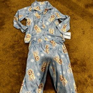 NWT Frozen Disney fleece Elsa blue pajama set pants shirt-4